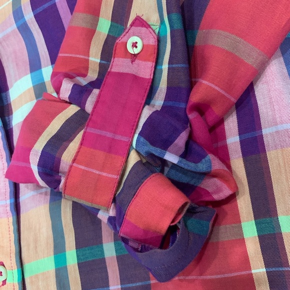 Ralph Lauren Womens Size Medium Pink Purple Paid Flannel Blouse Shirt Top Button - Picture 5 of 10